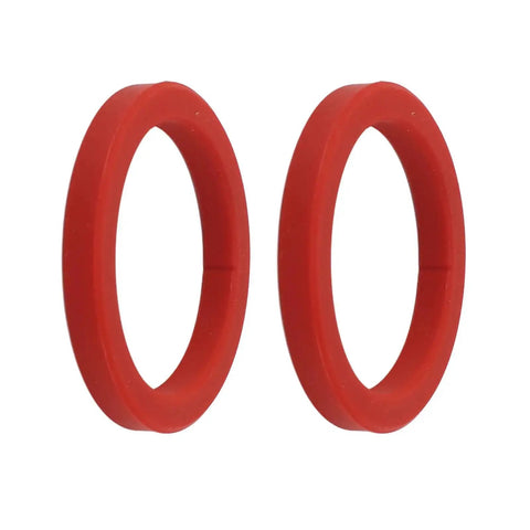 Two Pack Red 8mm Silicone Group Gasket for Espresso Machines E61 Group Head Replacement visible side by side.