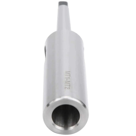 Front view of silver steel taper drill sleeve with hollow bore