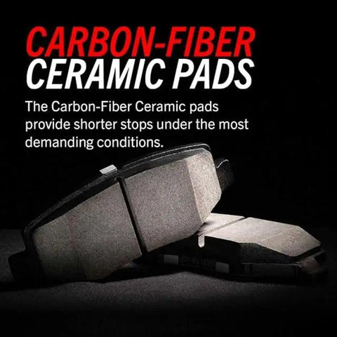 Front brake pads, carbon-fiber ceramic, installation hardware, close-up view