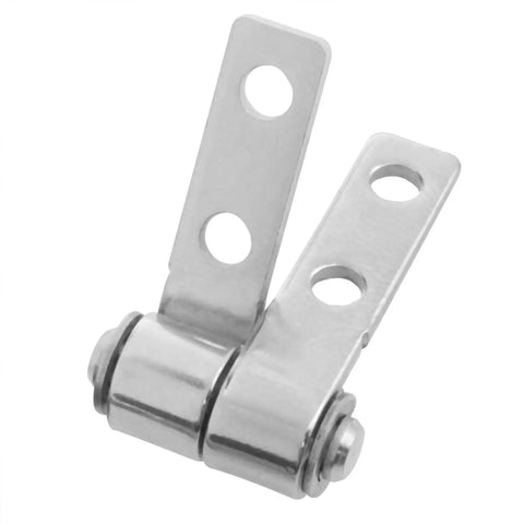 360 Degree Torque Friction Hinge With Removable Mounting Screws For Smooth Noise Free Rotation And Precise Positioning Durable Metal Hinge Set Built To Last 1 Set shown in silver metal with holes for mounting.