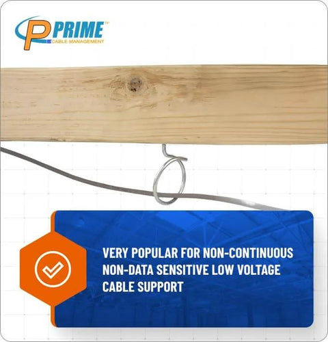 Cable Management Bridle Rings 2 Inch Heavy Duty Wood Screw Ends For Secure Low Voltage Wiring installed on wood