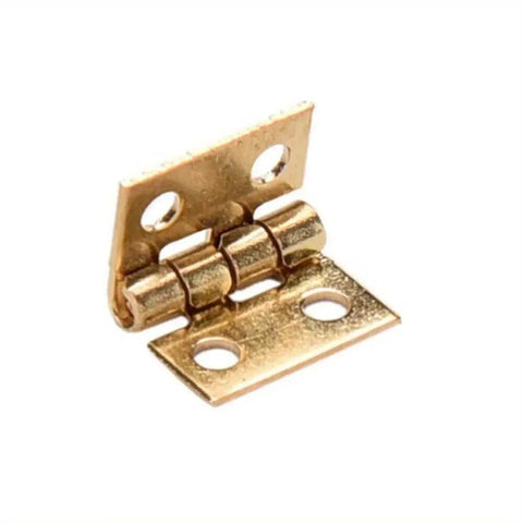 Tiny Golden Mini Metal Hinge For 1 By 12 Dollhouse Cabinets And Boxes With Four Mounting Holes, Gold Tone Hardware, 10 By 8 Mm