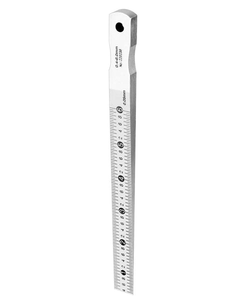 Pro Grade Taper Gauge Gap Gage for Welding Wedge Feeler Gauge 0.4 to 6mm with 0.05mm Increments, metal tool, side view