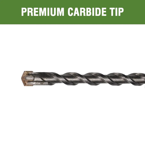 Close-up of One Quarter Inch SDS Plus Masonry Drill Bit 18 Inch Long For Hammer Drills Two Pack With Tungsten Carbide Tips