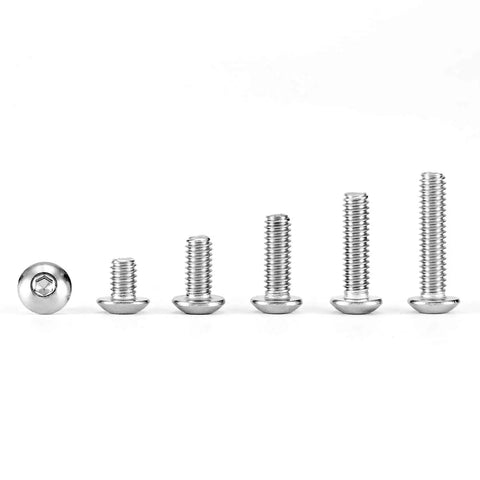 8-32 304 Stainless Steel Button Head Socket Cap Screws Kit With Allen Hex Drive Fully Threaded Machine Bright Finish Assorted 100-Piece Set