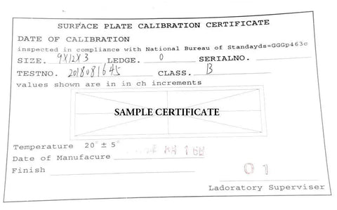 Certificate of inspection for Granite Surface Plate With Precision Ground Top For Ultra Flatness And Stability Grade B Metrology Plate 12 Inch