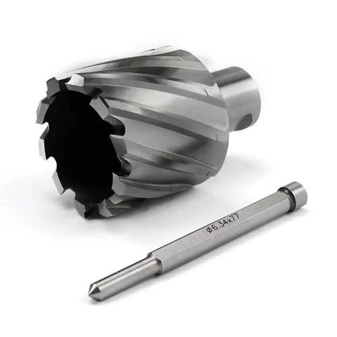 Annular Cutter For Magnetic Drill Press Kit 1-5/8 Inch Diameter 3/4 Weldon Shank HSS Slugger Bit With Pilot Pin Includes Plastic Case