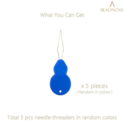 Must-Have 5-Piece Needle Threader Set for Sewing, Embroidery, Cross Stitch and Quilting shown in blue color with wire loop