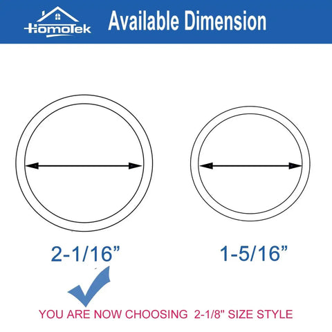 Diagram showing dimensions of closet door finger pulls with 2-1/16 inch and 1-5/16 inch options for bypass sliding doors.