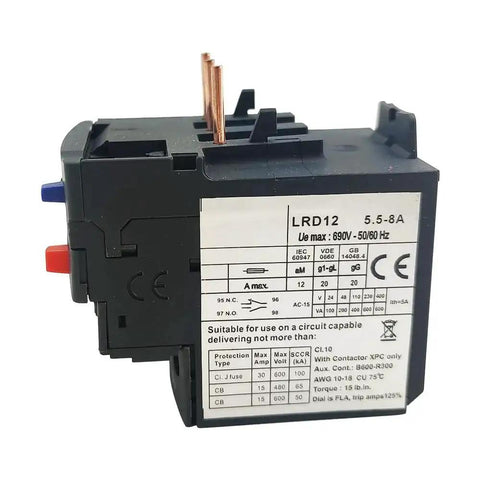 LRD12 Thermal Overload Relay 5.5 To 8 A For LC1D Contactors with specifications visible on side