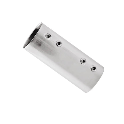 Marine straight pipe fitting connector, stainless steel 316, cylindrical coupling with screw holes