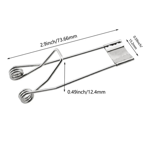12 Pack Stainless Steel Recessed Lighting Spring Clips 60x22mm for securing downlights, side view with dimensions shown