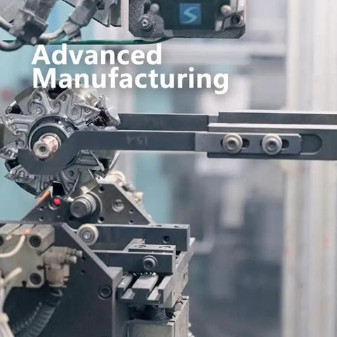 Machinery in advanced manufacturing facility producing parts for premium alternator replacement for 1988-1993 GM vehicles.