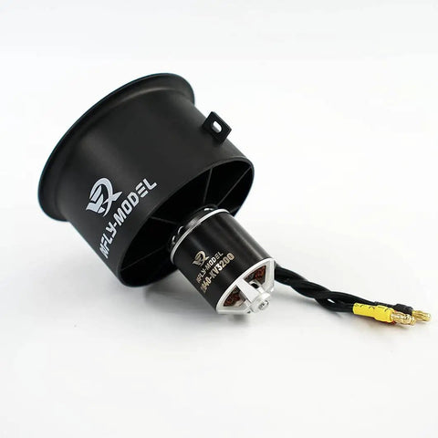 64mm 12 Blade EDF Ducted Fan with 4S 2840-KV3200 Brushless Outrunner Motor for RC Jet Aircraft; black matte finish with CNC laser spinner