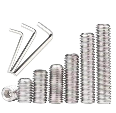 25Pcs M2.5x14mm Allen Head Set Screws With Hex Wrench Included 304 Stainless Steel Grub Screws Headless Cup Point Metric Socket Set Screws
