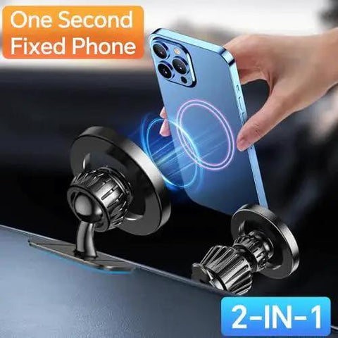 Close-up of MagSafe Car Mount With 20 Strong Magnets For iPhone 14 15 16 17 Dashboard Holder showing phone attachment