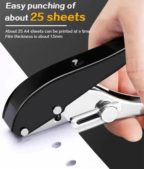 Heavy Duty Round Hole Punch One Quarter Inch 6mm Handheld Paper Punch punching through 25 sheets