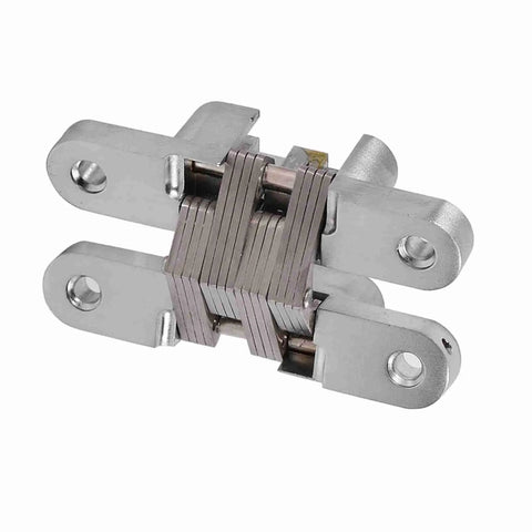 Invisible 180 Degree Concealed Cabinet Hinges For Smooth Doors Zinc Alloy Cross Design Heavy Duty 10kg Load Fifty Thousand Open Close Cycles