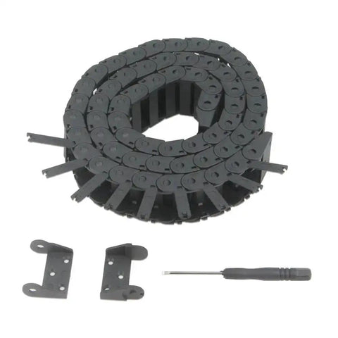 Open Type Drag Chain Cable Carrier 10x30mm, 1 Meter Length, Black Plastic, R18 With End Connectors for CNC and 3D printers