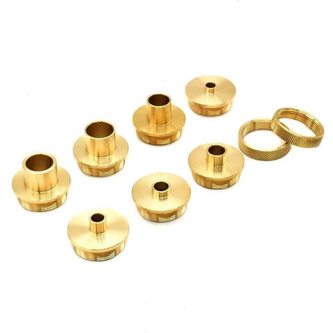 Brass Router Bushing Set, 9-Piece Pro-Grade With Guide Sizes 5/16, 3/8, 7/16, 1/2, 5/8, 3/4, 51/64 Inch And Two Locknuts