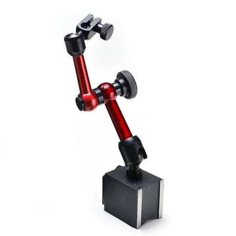 Product image showing a 3 Joint Red Adjustable Magnetic Base Holder For Digital Dial Indicator AGPtek with On Off Move Base.