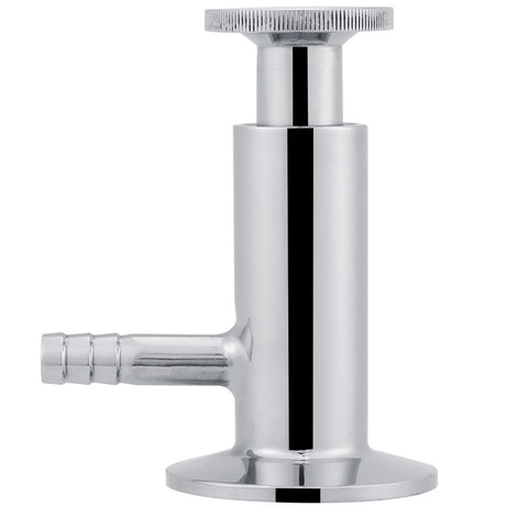 Two-inch tri-clamp sampling valve in SUS304 stainless steel with elliptic handle and barbed outlet