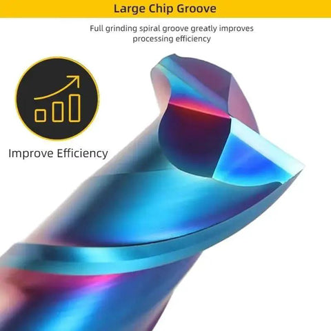 Close-up of Solid Carbide End Mill 2 Flutes CNC Router Bit For Slot Milling In Metal Aluminum Steel Wood 1mm To 20mm Cutting Tool Beefy