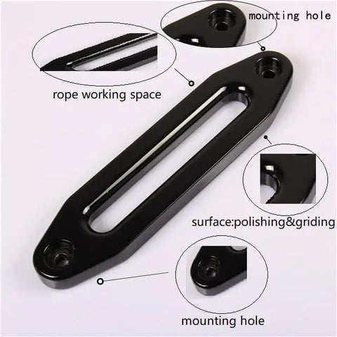 Heavy Duty Hawse Style Winch Fairlead For 3000 To 4000 Lb Winches, 4 88 Inch Mount, Smooth Black Finish, Universal Fit For ATVs Jeeps Trucks And Off Road Rigs, top view with mounting holes and rope working space.
