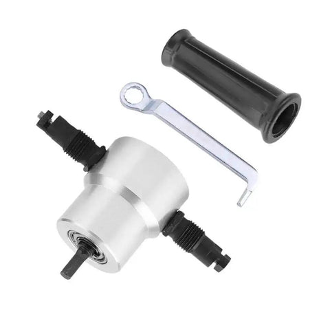 Portable Electric Saw with Adjustable Double Heads for Metal Cutting, handle and wrench for car repairs and maintenance.