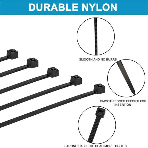 Heavy Duty 12 Inch Cable Zip Ties 100 Count Self Locking Nylon Ties With 50 Pounds Tensile Strength close-up view