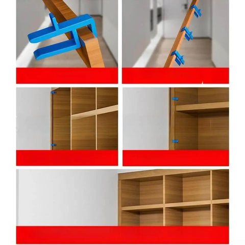 Adjustable Carpentry Jig System For Pro Grade Precision In Wall Scribing And Toe Kick Cuts For Cabinets And Furniture Installations, 3 Piece Set shown installed on wooden panels