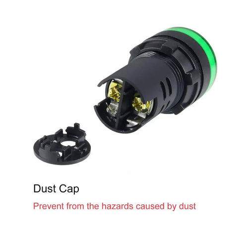 Dust cap for Green Indicator Light 110 Volt AC DC 22mm Panel Mount for Electrical Control Panels HVAC and DIY Projects.