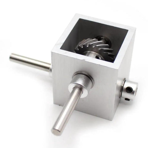 Right Angle Worm Gearbox 1 To 2 Turbine Transmission Reducer With 6mm Shaft, 90 Degree Drive, Aluminum Alloy Housing And 42CrMo Steel Worm Gears