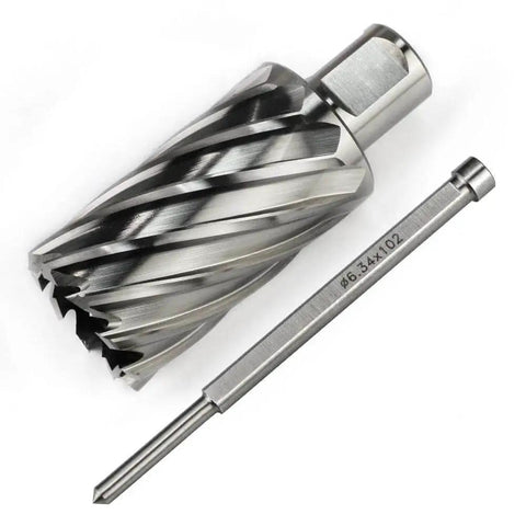 One And Three Eighths Inch Annular Cutter For Magnetic Drill Press With Two Inch Cutting Depth And Weldon Shank With Two Flats And Pilot Pin For Fast Large Hole Cutting Heavy Duty Mag Drill Bit Oscarbide