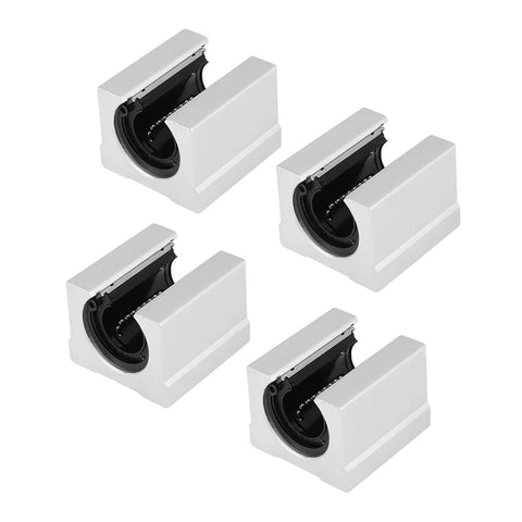 Four Pack 20Mm Aluminum Open Linear Bearings For SBR20 Rails With 20Mm Bore 39Mm Outer Diameter And 11Mm Thick Ultra Smooth Low Noise CNC Slide Bushing Blocks For DIY 3D Printer And Engraving Machine