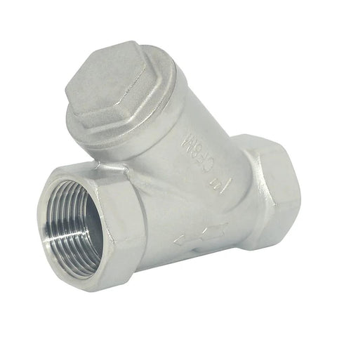 Megairon 1 in Y-strainer mesh filter valve with female NPT threads, SS316 stainless steel body