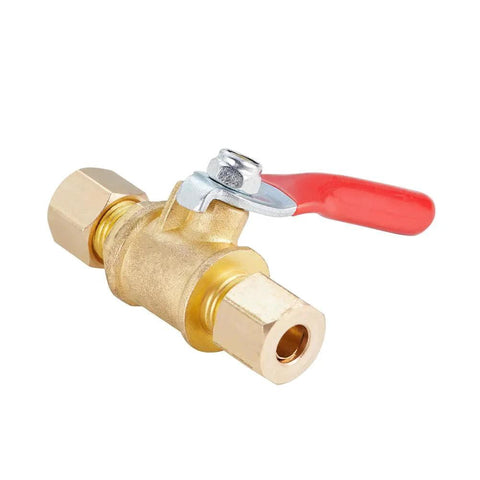 Brass Ball Valve Shut Off Switch for Tubing Fittings Heavy Duty Straight Coupling Adapter Two Pack One Quarter Inch Compression