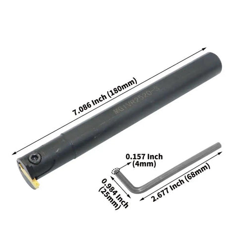 Three Quarters Inch Internal Grooving Tool For Lathe With 20mm Shank Built Tough Boring Bar Cutting Tool Holder shown with dimensions