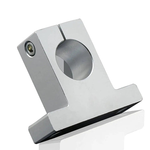 Close-up of SK8 aluminum rail support from Two Pack 8mm Linear Motion Rod Shafts 500mm Set with Four SCS8UU Bearings and Four SK8 Aluminum Rail Supports.