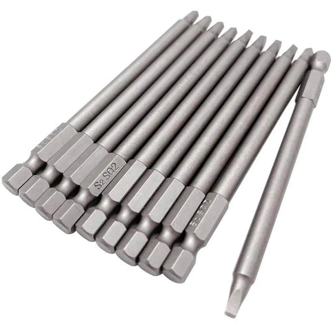 10 Pc Magnetic Square Drill Bit Set 100mm Hex Shank Robertson Square Drive Bits for Pocket Hole Jig S2 Alloy Steel Construction
