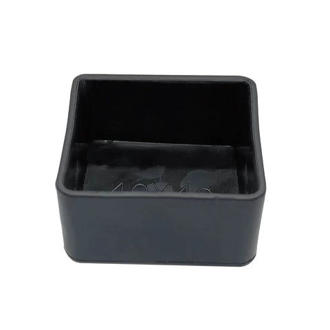 Black PVC square end cap for 1-5/8 inch strut channels, shown from top view, durable and flexible protection, pack of 10.