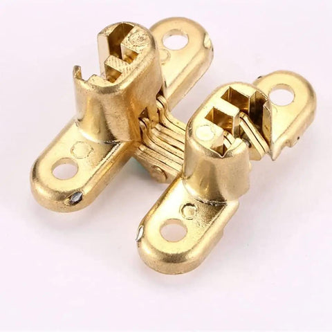 Hidden 8x42MM Concealed Cross Door Hinge With 180 Degree Swing And Screw Pack for Wood Doors, gold finish
