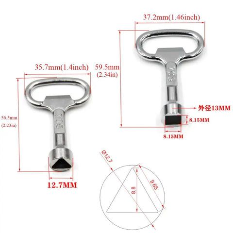 Triangle Key For Electrical Cabinets And Control Boxes, Square Key Wrench dimensions, zinc alloy, rust resistant; 4 pack image
