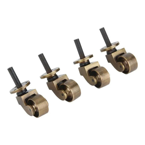 Heavy Duty Brass Stem Casters Set Of 4 With Antique Brass Finish For Furniture Chairs And Tables 1 Inch Wheel Diameter