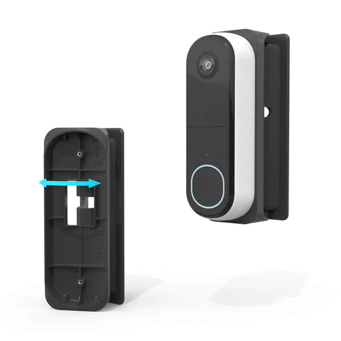 Adjustable Doorbell Mount For Arlo Video Doorbell 2K 2nd Gen Wedge Kit With 0 To 45 Degree Tilt Left Or Right Adjustment, black mount and doorbell.