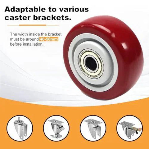 Four Inch PU Caster Wheels Set Four Pcs Wheel Only Heavy Duty Plate Caster Replacement for Push Carts with adaptable bracket