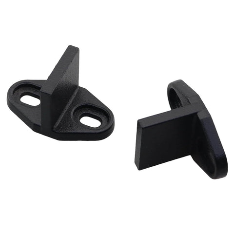 Heavy Duty Sliding Barn Door Anti Swing Stoppers With Screws Set Of 2 in black, durable carbon steel, for floor rail and wall mount use.