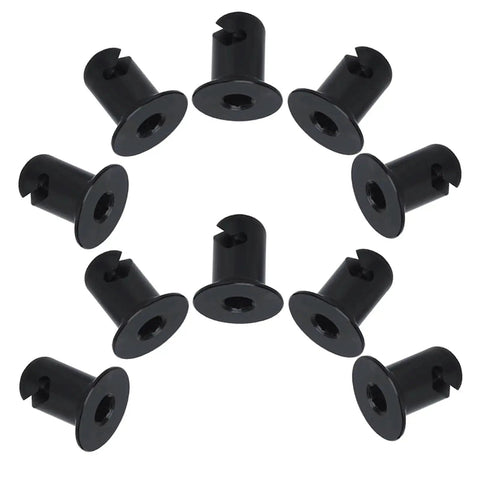 Aluminum Dzus Button Fasteners Set With Flush Allen Head Quarter Turn Seven Sixteen Inch Stem Black Finish 10 Pack For Sheet Metal And Door Panels VPZMT Grip arranged in a circle
