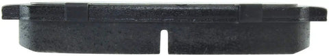StopTech sport brake pad with shims and hardware; side view, black automotive brake component