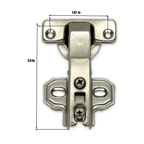 Two Pack 90 Degree Corner Cabinet Hinges Soft Close for Kitchen Cabinets With Blind Angle Design, shown in silver steel, front view